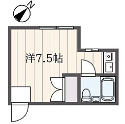 ハウスサンオミノ 2階ワンルームの間取り