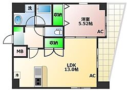 コスメル神田 1LDKの間取図画像