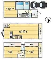 JR中央線 三鷹駅 徒歩24分の賃貸一戸建て 3LDKの間取り