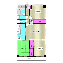 ロイヤルハイム 4階3LDKの間取り
