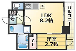 JR東海道・山陽本線 三ノ宮駅 徒歩10分の賃貸マンション 9階2Kの間取り
