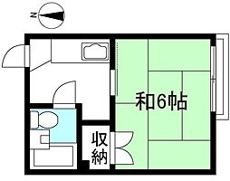 みゆき荘 2階1Kの間取り