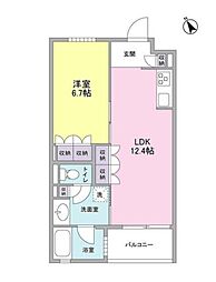 東急多摩川線 下丸子駅 徒歩2分の賃貸マンション 5階1LDKの間取り