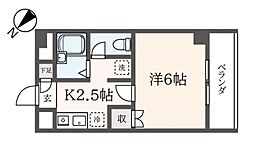ウィン久我山 2階1Kの間取り