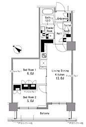 パークアクシス日本橋浜町 2LDKの間取図画像