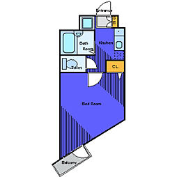 東急池上線 千鳥町駅 徒歩5分の賃貸マンション 3階1Kの間取り