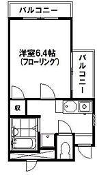 レジデンスフォレスト 2階1Kの間取り