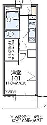 レオパレスTANASE 1Kの間取図画像