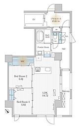 ジ赤坂レジデンスS.O.A 2LDKの間取図画像