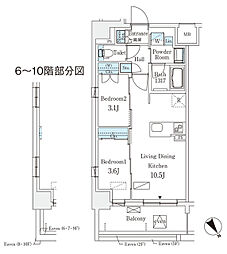 エル・セレーノ横浜 2LDKの間取図画像