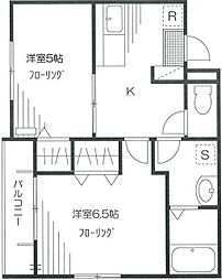 プリマヴェーラ狭間 2階2Kの間取り