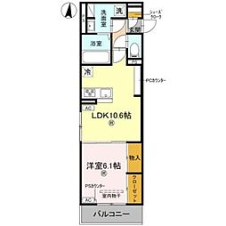 レオパレス伏見 1LDKの間取図画像