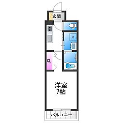 アーバンパーク田辺 1Kの間取図画像
