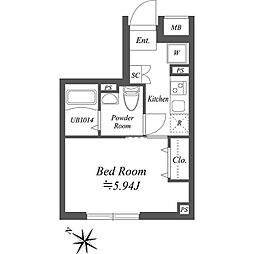 SOLASIA residence南大塚 3階1Kの間取り