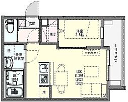 KLEIS高砂 2階1LDKの間取り