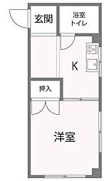 北川ビル 1DKの間取図画像