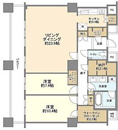 ザ・パークハウス西新宿タワー60 2LDKの間取図画像