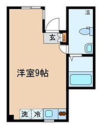 アルターナ上原 1階ワンルームの間取り