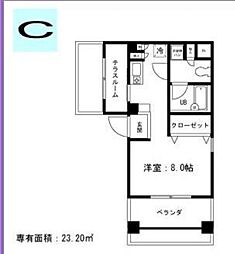 マメントブルー中野 3階1Kの間取り