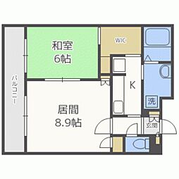 リンデン東薬院 1LDKの間取図画像