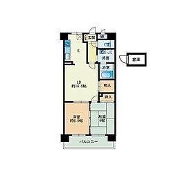 ホワイティ西新2 2LDKの間取図画像
