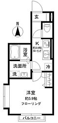 ガーデニア国立 1Kの間取図画像