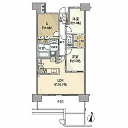 京王線 京王八王子駅 徒歩3分の賃貸マンション 1階2SLDKの間取り