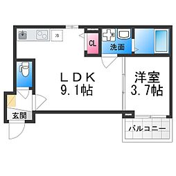 七道ハウス 1階1LDKの間取り