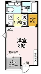フェイス 2階1Kの間取り
