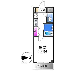 近鉄大阪線 久宝寺口駅 徒歩6分の賃貸マンション 4階1Kの間取り