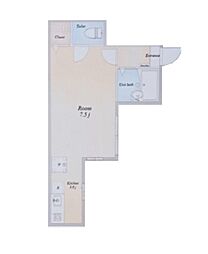 JTテラスハウス江北弐番館 1階ワンルームの間取り