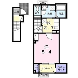 グランノワールI 1Kの間取図画像