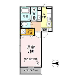 JR横浜線 相原駅 徒歩2分の賃貸アパート 1階1Kの間取り