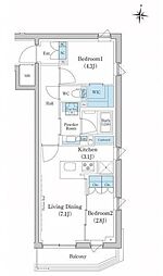 スタイリオ池上ＳＯＵＴＨ 2階2LDKの間取り