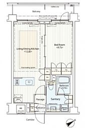 カスタリア鶴見 3階1LDKの間取り