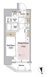 アーバネックス新御徒町 2階1DKの間取り
