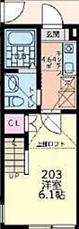 サウステラス 1Kの間取図画像