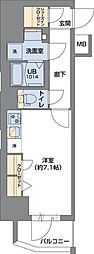 Osaka Metro谷町線 谷町六丁目駅 徒歩1分の賃貸マンション 7階ワンルームの間取り