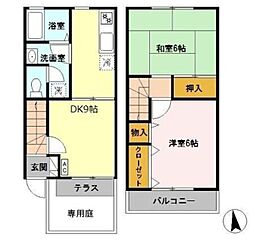 エーデルハイムスズキB 1階2DKの間取り