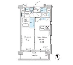パークアクシス駒込ＨＩＬＬＴＯＰ 4階1LDKの間取り