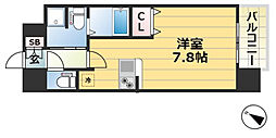 プレミアムコート神戸三宮 1Kの間取図画像