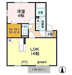 グリーンピアB 1LDKの間取図画像
