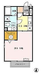 モナリエ春日1 1Kの間取図画像