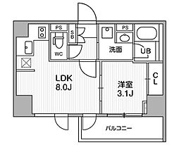シーズンフラッツ大井町 1DKの間取図画像