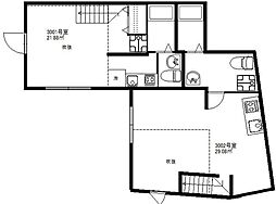ガーデン笹塚 3階ワンルームの間取り