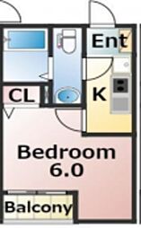 エバーズ鶴ヶ島 1階1Kの間取り