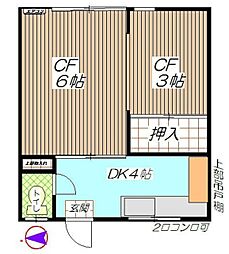 松敬荘 4階2Kの間取り