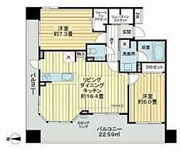 ライオンズシティ本所吾妻橋 14階2LDKの間取り