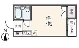 Ｔｈｅ　Ｃｏｍｆｏｒｔ　Ｒｅｓｉｄｅｎｃｅ東小金井 1階ワンルームの間取り