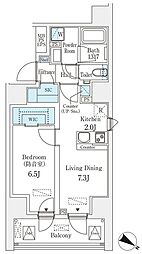 フィシオ飯田橋 3階1LDKの間取り